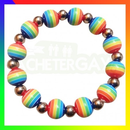 Bracelet LGBT Perles Métal Rainbow