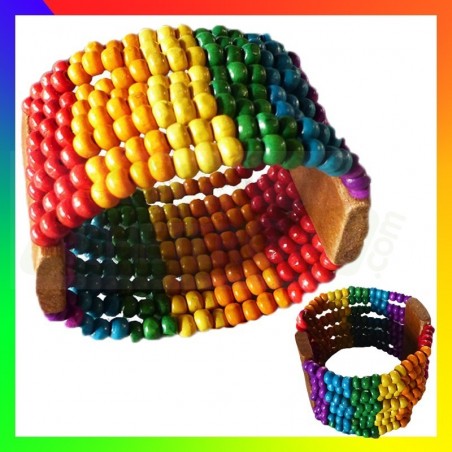 Bracelet LGBT Perle Rainbow  Bois
