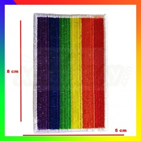 Patch LGBT rectangle rainbow bords blancs
