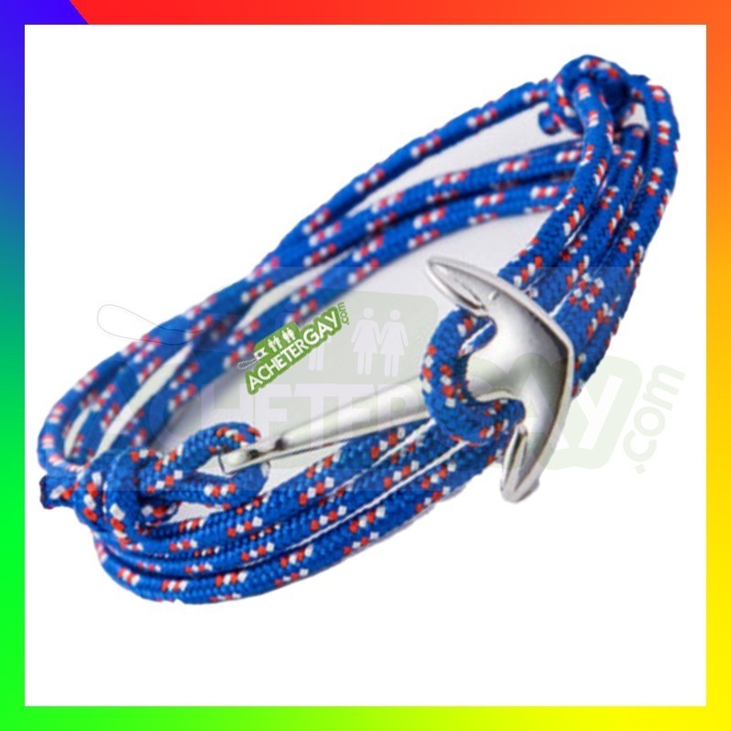 Bracelet nylon Ancre bleu vif