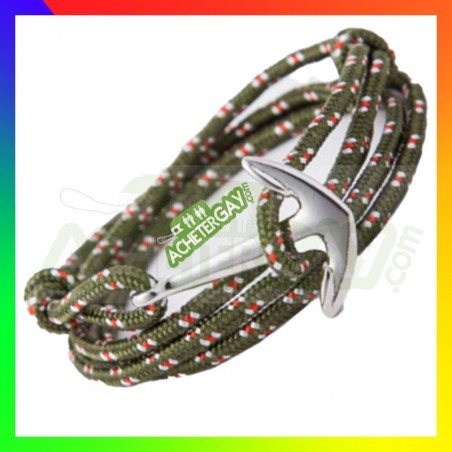 Bracelet nylon et ancre vert foncé