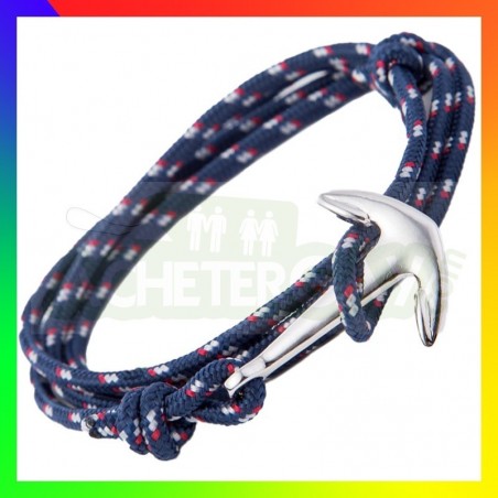 Bracelet nylon Ancre Bleu marine
