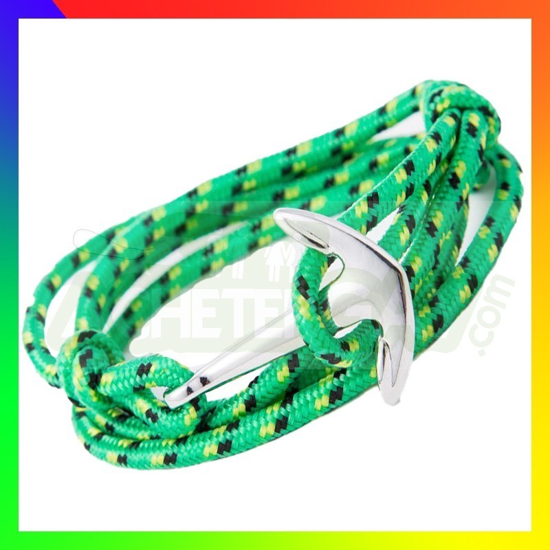 Bracelet nylon Ancre vert