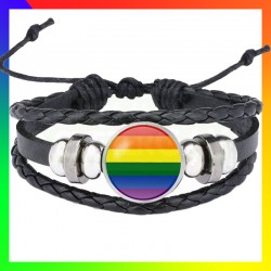 Bracelet LGBT rainbow verre...