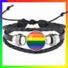 Bracelet LGBT rainbow verre & Cuir