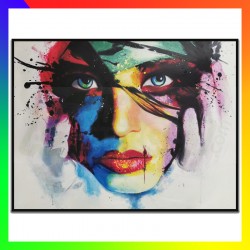 Tableau visage femme rainbow